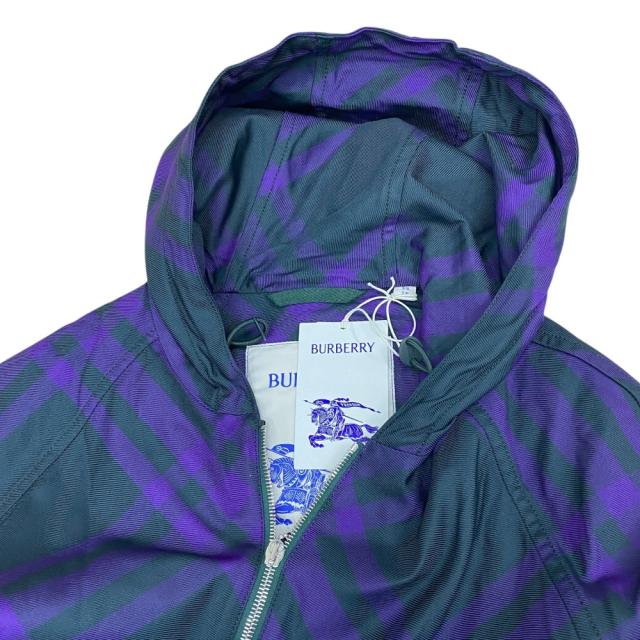 未使用 バーバリー ジャケット ジップアップ パーカー フーディ フーデッド チェック ナイロン パープル 8079011 BURBERRY [サイズXS] 未使用 軽量デザイン カジュアルコーデ アウトドア対応_4