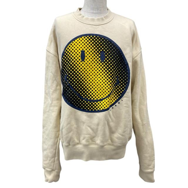 マルニ×スマイリースウェット コラボ スウェット トレーナー スマイル コットン アイボリー MARNI x SMILEY [サイズ52(2XL相当)] 遊び心デザイン カジュアルコーデ ストリート映え コーデ主役