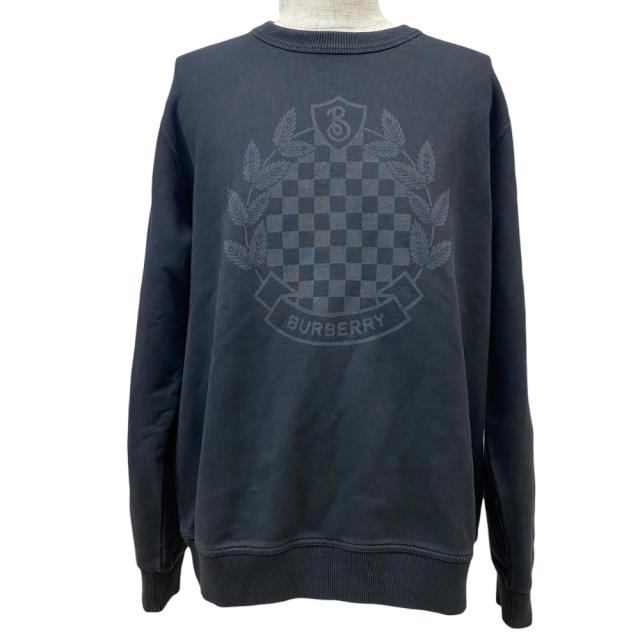 未使用 バーバリー プルオーバー トレーナー トップス チェッカークレストロゴ ブラック コットン 8071172 BURBERRY [サイズM] 未使用 シンプルデザイン カジュアルコーデ 日常使い
