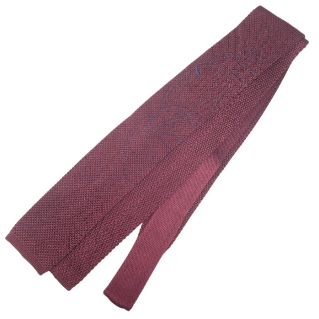 極美品　エルメス　ネクタイ　紺青・茶色ベージュ　4wayニットタイ　H柄 無地 エルメス HERMES ネクタイ ニットタイ H 極美品 エルメス ネクタイ