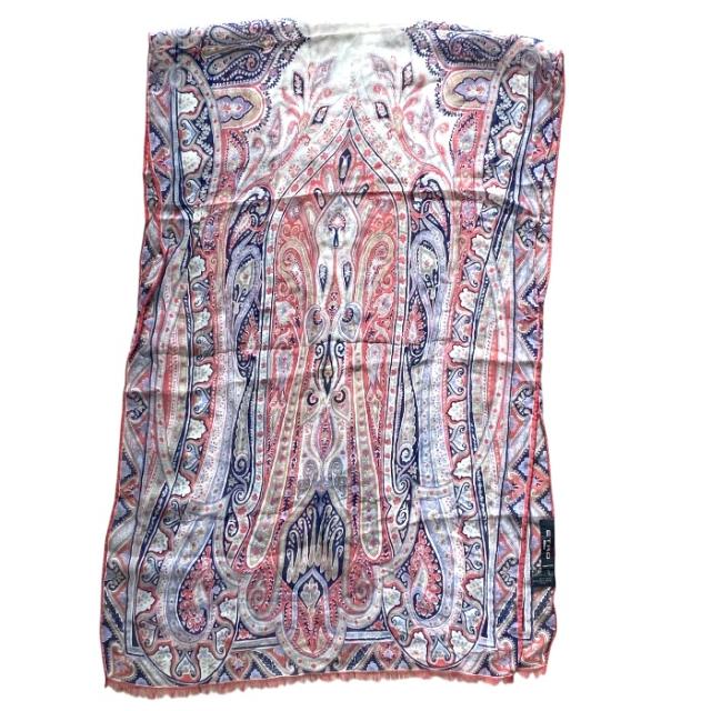 エトロ スカーフ ストール ショール アクセサリー 総柄 ペイズリー柄 シルク ピンク パープル マルチカラー ETRO エレガント 上品 華やか 高級感 洗練 スタイリッシュ コーデアクセント