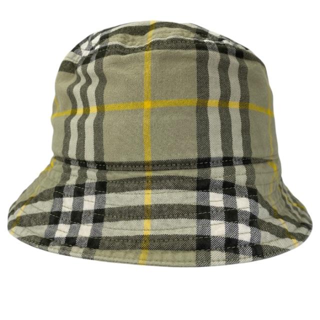 未使用 バーバリー チェック バケットハット 帽子 イエロー グリーン 8075652 BURBERRY(サイズL) エレガント 上品 高級感 洗練 スタイリッシュ