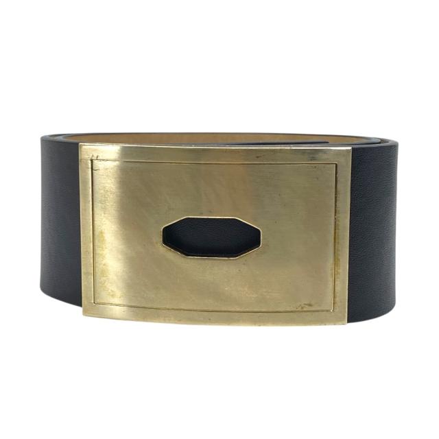 ジバンシィ ワイド ウエスト バックル ベルト アクセサリー ロゴ ゴールド ブラック レザー GL0114 GIVENCHY[サイズM] エレガント 上品 高級感 洗練 スタイリッシュ