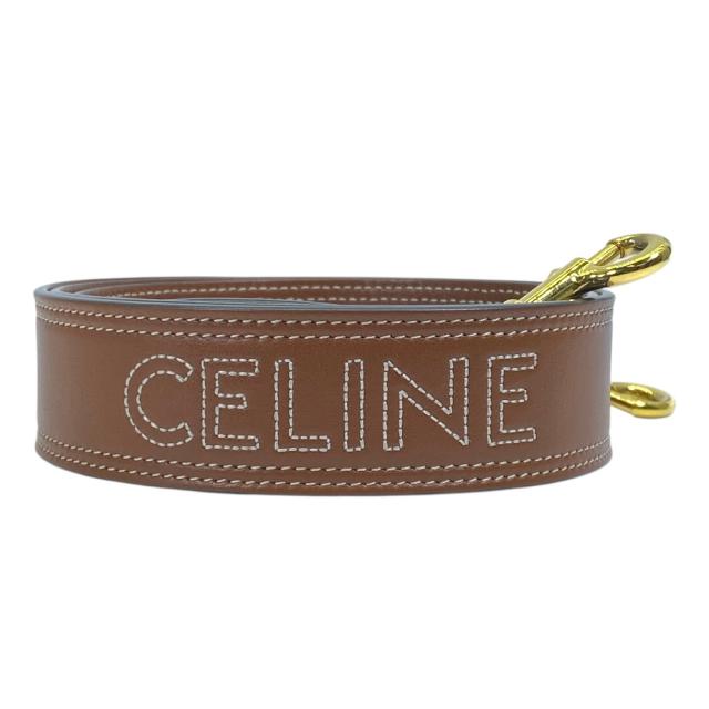 セリーヌ ショルダーストラップ バッグ ストラップ ロゴ レザー ブラウン ゴールド S-NE-4202 CELINE 上品 洗練 高級感 実用性 存在感