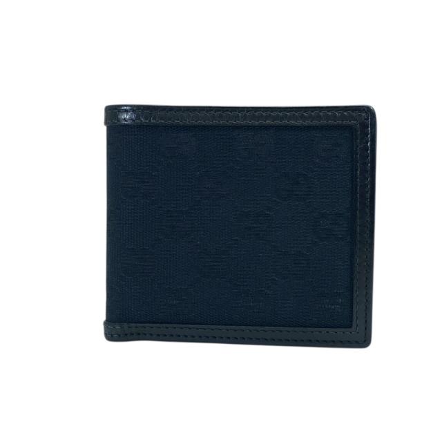 グッチ 237359 紙入れ 二つ折り紙入れ コンパクトウォレット 紙入れ 御釣り入れ ロゴタイプ 型押し GG 帆布 なめし革 黒いこと 窈窕たる 御膳上等感 研き上げる 定番 一般受け パウダーコンパクト 普段使い