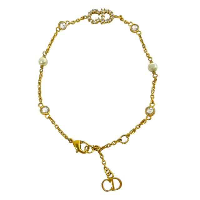 ディオール Clair D Lune ブレスレット CD ロゴ アクセサリー ジュエリー ラインストーン フェイクパール メタル ゴールド Christian Dior 上品 洗練 高級感 エレガント 華やか スタイリッシュ カジュアル トレンド 万能