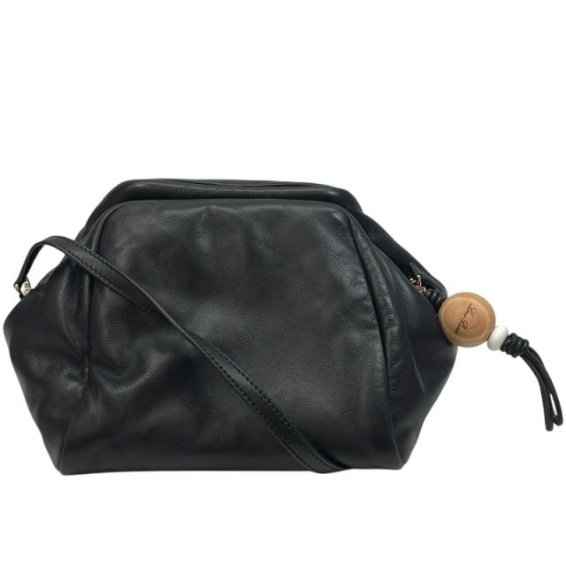 美品 ロロピアーナ ショルダーバッグ 肩掛け 斜め掛け ロゴチャーム ナッパレザー ブラック LORO PIANA 上品 洗練 高級感 エレガント 軽量 デイリー スタイリッシュ 35,750円