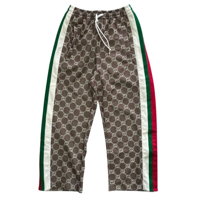 グッチ トラックパンツ ジャージパンツ スウェット GGモノグラム ウェブストライプ ブラウン レディース GUCCI[サイズ XXXS] スポーツ カジュアル ストリート リラックス トレンド 快適性 デイリー