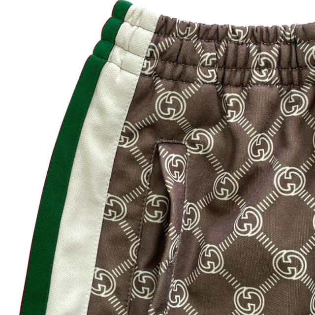 グッチ トラックパンツ ジャージパンツ スウェット GGモノグラム ウェブストライプ ブラウン レディース GUCCI[サイズ XXXS] スポーツ カジュアル ストリート リラックス トレンド 快適性 デイリー_1