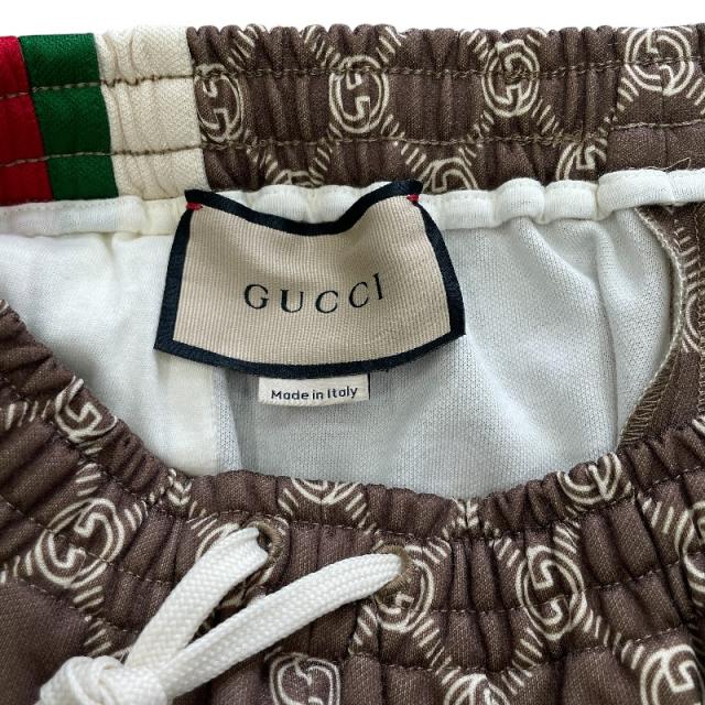 グッチ トラックパンツ ジャージパンツ スウェット GGモノグラム ウェブストライプ ブラウン レディース GUCCI[サイズ XXXS] スポーツ カジュアル ストリート リラックス トレンド 快適性 デイリー_6