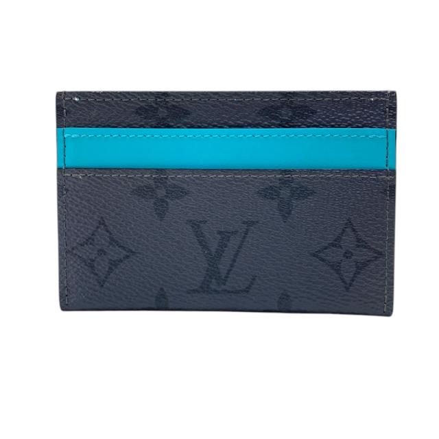 美品 ルイヴィトン エクリプス ポルト カルト ダブル カードケース グレー ターコイズ ブルー M12838 レザー LOUIS VUITTON コンパクト 薄型 持ち運び 収納 スマート 日常使い 洗練 高級感_1