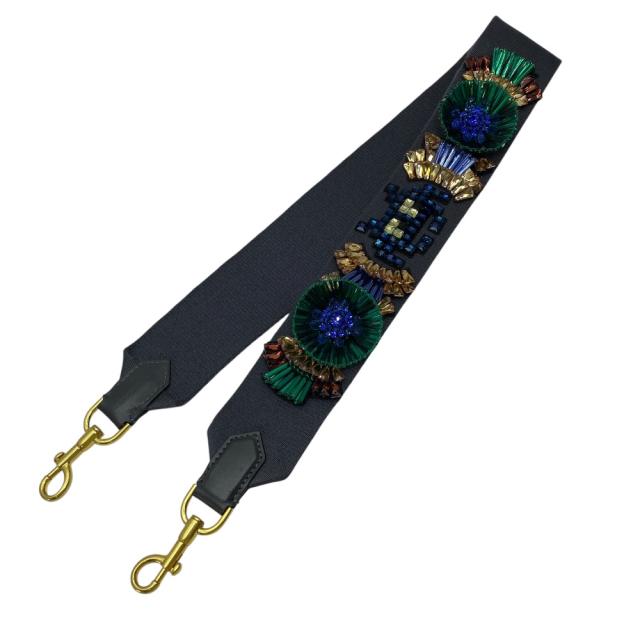 アニヤハインドマーチ ショルダーストラップ スペースインベーダー・コレクション レザー キャンバス ビジュー グレー ANYA HINDMARCH バッグアクセント 付け替え カスタマイズ アレンジ 個性的 遊び心 洗練