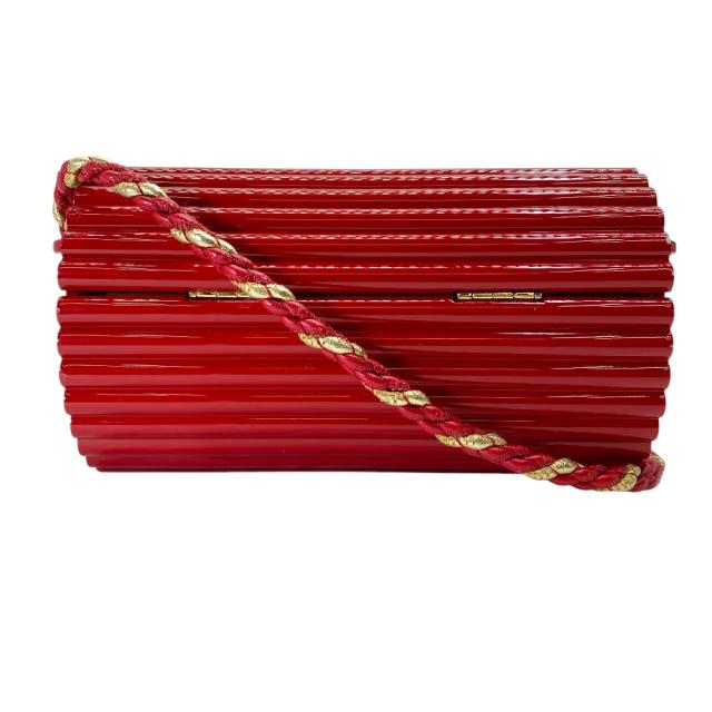 サンローラン オピウム タッセル ボックス バッグ ショルダーバッグ YSLロゴ レザー プラスチック レッド ゴールド YVES SAINT LAURENT パーティー フォーマル コーデ スタイリッシュ 上品 洗練 高級感_1