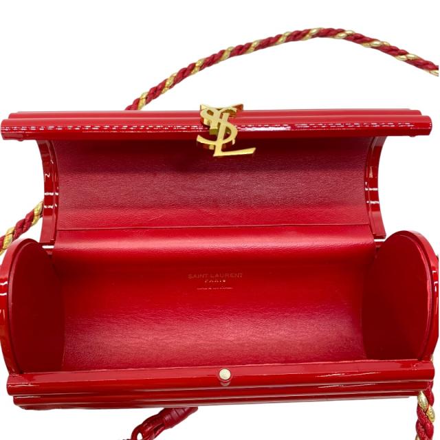 サンローラン オピウム タッセル ボックス バッグ ショルダーバッグ YSLロゴ レザー プラスチック レッド ゴールド YVES SAINT LAURENT パーティー フォーマル コーデ スタイリッシュ 上品 洗練 高級感_6