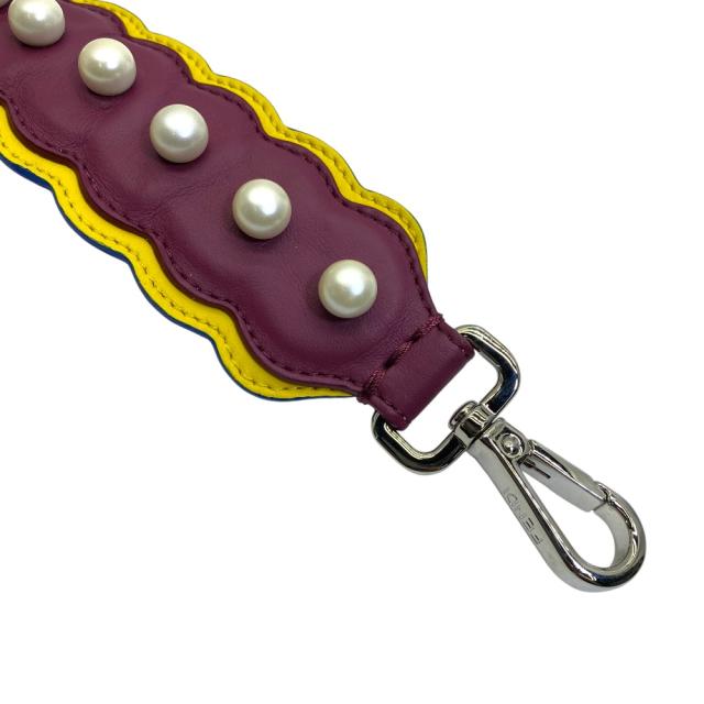フェンディ ロング ストラップユー ショルダーストラップ アクセサリー フェイクパール シルバー ボルドー レザー FENDI 上品 洗練 高級感 シンプル 定番 人気 日常使い_1