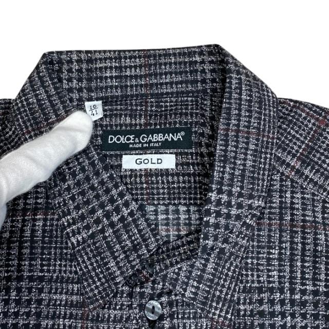 ドルチェ&ガッバーナ ドレスシャツ 長袖 シャツ 千鳥格子 ブラック グレー ホワイト コットン DOLCE&GABBANA(サイズ41/16) 上品 洗練 高級感 シンプル 定番 人気 日常使い_4