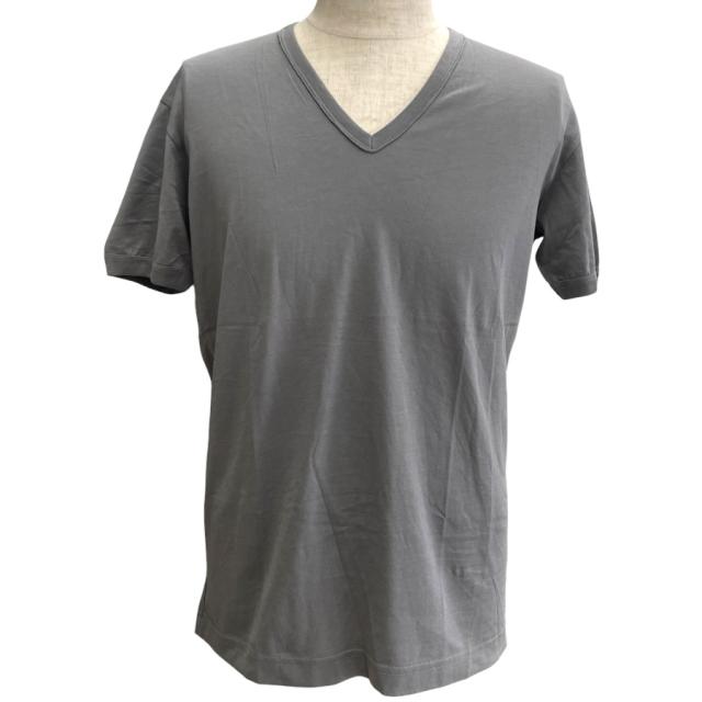 未使用 ドルチェ&amp;ガッバーナ ショートスリーブ Vネック Tシャツ トップス ロゴラベル グレー コットン GBCS7T D&amp;G DOLCE&amp;GABBANA[サイズ48] 洗練 高級感 モード ラグジュアリー スタイリッシュ 上品 快適 都会的 人気