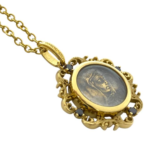 DOLCE＆GABBANA ドルチェ&amp;ガッバーナ DG マリアモチーフ ネックレス ジュエリー アクセサリ 750 K18 ブラックダイヤモンド ゴールド エレガント 華やか 洗練 高級感 ラグジュアリー_2