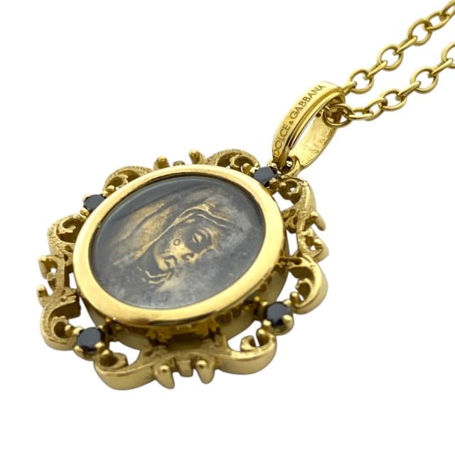 DOLCE＆GABBANA ドルチェ&amp;ガッバーナ DG マリアモチーフ ネックレス ジュエリー アクセサリ 750 K18 ブラックダイヤモンド ゴールド エレガント 華やか 洗練 高級感 ラグジュアリー_3