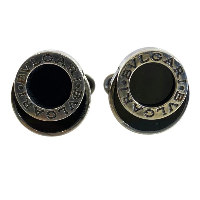 BVLGARI ブルガリ ブルガリ・ブルガリ ロゴ カフス カフリンクス カフスボタン SV925 オニキス シルバー ブラック 上品 高級感 洗練 フォーマル ビジネス 定番 人気 スタイリッシュ エレガント
