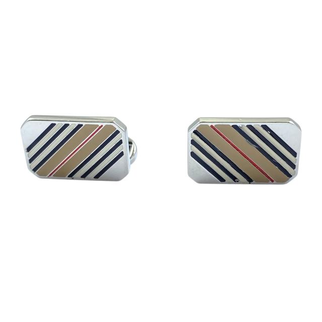 BURBERRY バーバリー ストライプ カフス カフリンクス カフスボタン アクセサリー メタル シルバー 上品 洗練 高級感 フォーマル ビジネス 人気 定番 スタイリッシュ エレガント