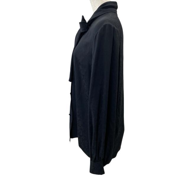 美品 Yves Saint Laurent イヴ・サンローラン ラヴァリエネック ボウタイ リボンタイ ブラウス HT272-042 シルク ブラック M 上品 洗練 エレガント 高級感 フェミニン 人気 定番_1