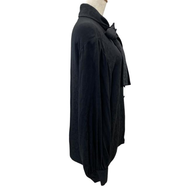 美品 Yves Saint Laurent イヴ・サンローラン ラヴァリエネック ボウタイ リボンタイ ブラウス HT272-042 シルク ブラック M 上品 洗練 エレガント 高級感 フェミニン 人気 定番_3