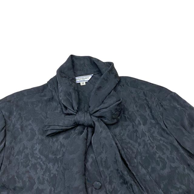美品 Yves Saint Laurent イヴ・サンローラン ラヴァリエネック ボウタイ リボンタイ ブラウス HT272-042 シルク ブラック M 上品 洗練 エレガント 高級感 フェミニン 人気 定番_4