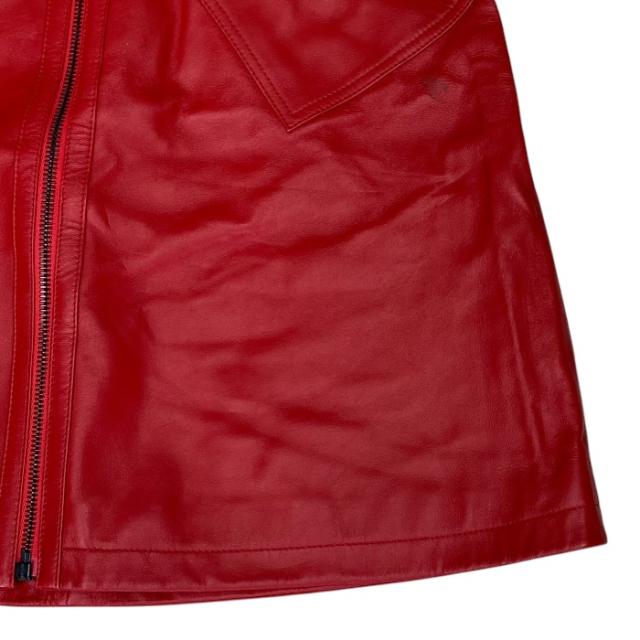 未使用 Christian Dior ディオール ジップ スカート ミニスカート 台形 155J55AL019 レザー コットン レッド (サイズ36) 洗練 上品 高級感 エレガント フェミニン 人気 定番 スタイリッシュ モード_4