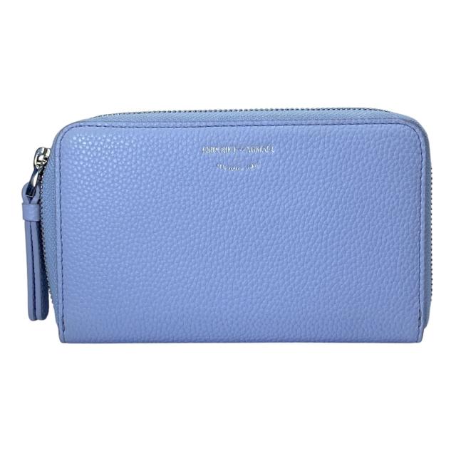 EMPORIO ARMANI エンポリオ アルマーニ ミニ ラウンドジップ ウォレット 長財布 Y3H246YFW9E87050 レザー ライト パープル 上品 洗練 高級感 実用的 機能的 収納力 人気 定番