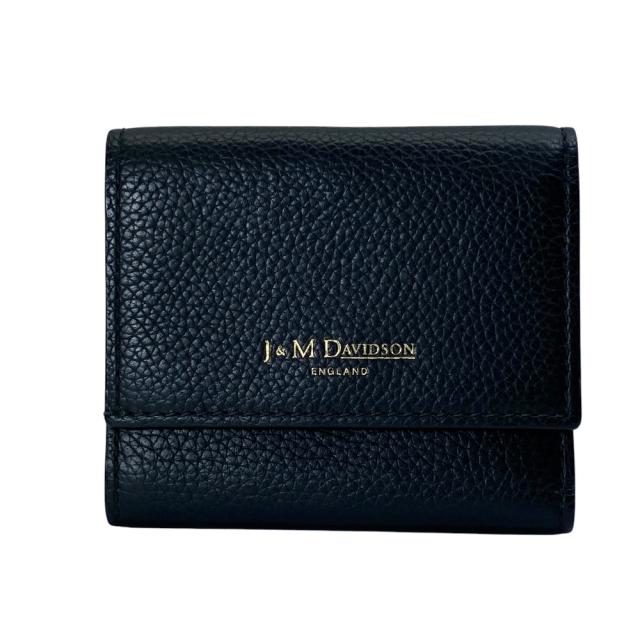 J&amp;M Davidson J&amp;M デヴィッドソン コンパクトウォレット 折財布 三つ折り財布 レザー ブラック 上品 洗練 高級感 実用的 機能的 定番 人気 コンパクト
