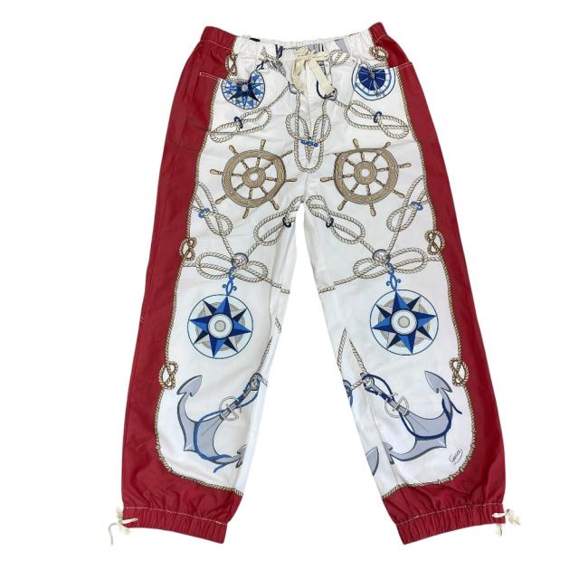 GUCCI グッチ トラックパンツ ジョガーパンツ マリンプリント 604181 ポリエステル コットン ホワイト レッド (サイズ50) 洗練 上品 高級感 快適 人気 定番 カジュアル スタイリッシュ