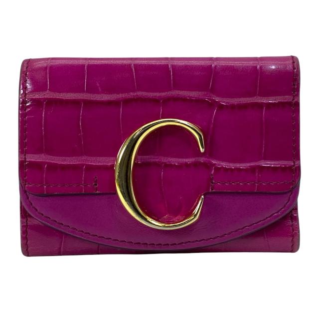 Chloe クロエ 三つ折り財布 折財布 コンパクト ウォレット Cロゴ 型押し レザー ピンク ゴールド 上品 エレガント 定番 人気 実用 おしゃれ 普段使い 8,591円