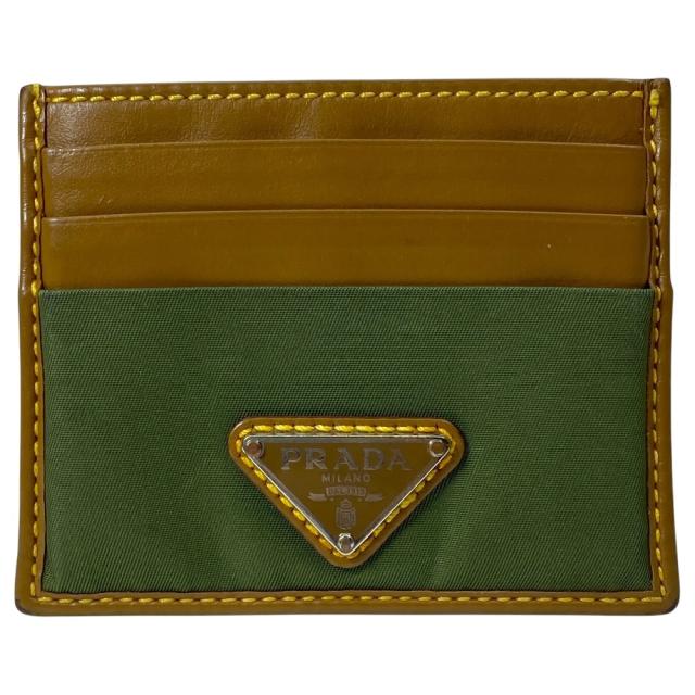 PRADA プラダ スピードロック Re-Nylon カードケース パスケース 名刺入れ トライアングルロゴ レザー ブラウン カーキ 2MC025
