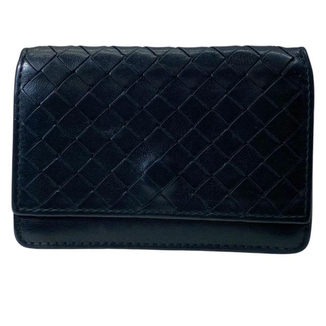 BOTTEGA VENETA ボッテガヴェネタ イントレチャート カードケース パスケース 名刺入れ 二つ折り レザー ブラック 高級感 上品 本革 レザー コンパクト 収納力 ビジネス メンズ レディース ギフト