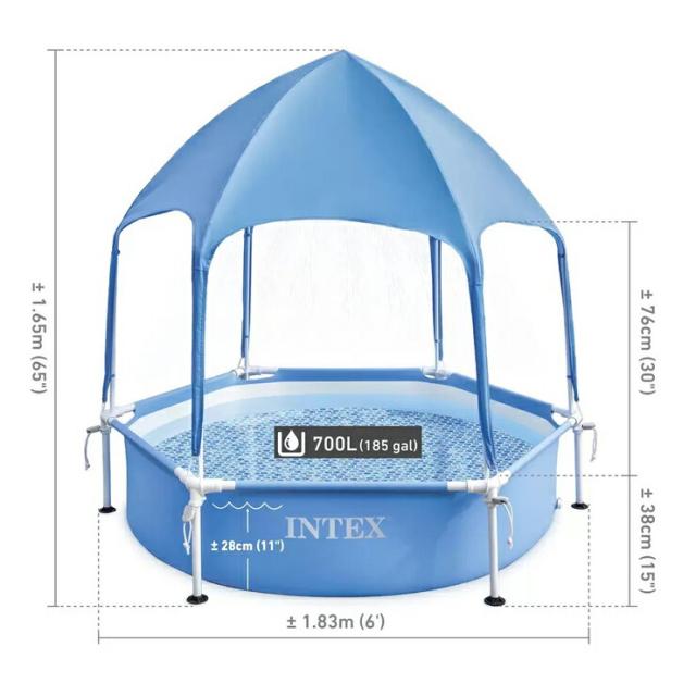 プール intex インテックス 日除け 屋根付き サンシェード 家庭用プール ビニールプール ベビープール 空気入れ INTEX(インテックス) サンシェードプール 屋根付きプール - メルカリ
