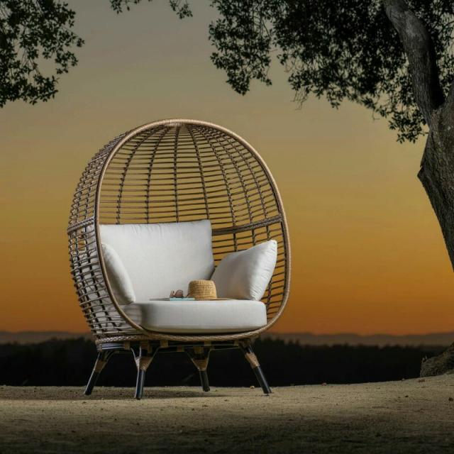 SunVilla サンヴィラ Elliot エッグチェアー 屋外用 ガーデン ラタンチェア ハンギング風 コージー Egg Chair 1人掛け プールサイド ベランダ パティオ 屋外家具 クッション付き Sunbrella生地 汚れカビ色あせ耐性 粉体塗装アルミフレーム スタイリッシュ 送料無料_8