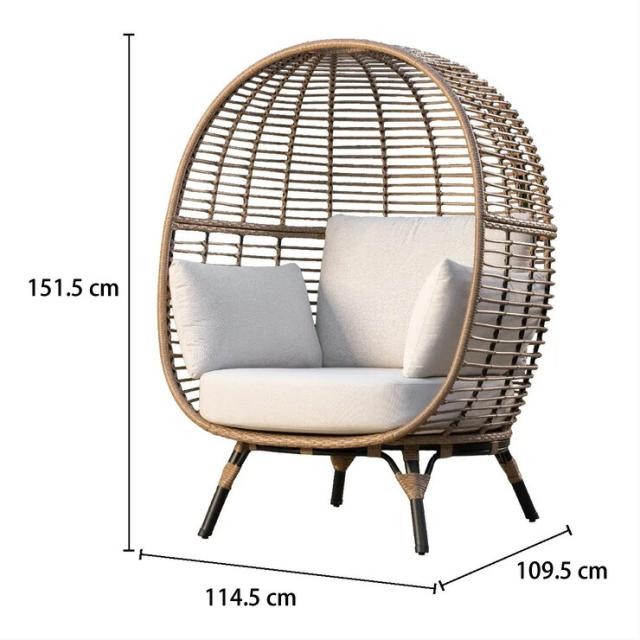 SunVilla サンヴィラ Elliot エッグチェアー 屋外用 ガーデン ラタンチェア ハンギング風 コージー Egg Chair 1人掛け プールサイド ベランダ パティオ 屋外家具 クッション付き Sunbrella生地 汚れカビ色あせ耐性 粉体塗装アルミフレーム スタイリッシュ 送料無料_9