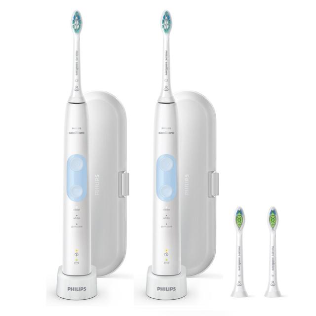 ソニッケアー プロテクトクリーン HX6403 71 2本組 Sonicare Protect Clean 2P 3つのモード ブラシヘッド4本 クリーンプラス2本 ホワイトプラス2本 トラベルケース付属 ブラシヘッド交換お知らせ 加圧防止センサー 音波水流 送料無料