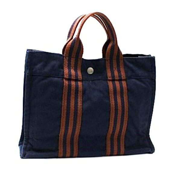 エルメス フールトゥ PM 帆布 トートバッグ 米国海軍 赤銅色 中古 AB位置づける HERMES メンズ レディース 男女兼用