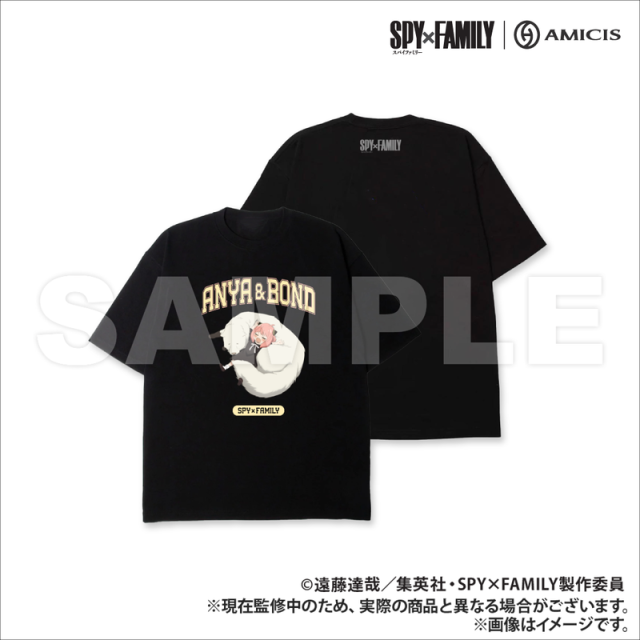 【新品/公式】SPY×FAMILY｜AMICIS お昼寝 Tシャツ 刺繍入り Black Sサイズ 公式グッズ colleize 公式ライセンス
