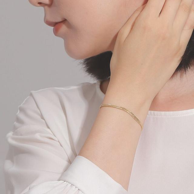 新品】K18 18金 中空喜平ブレスレット（2面カットクワドループル）17cm