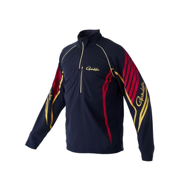 がまかつ GM3697 コカゲマックスジップシャツ L ブラック/レッド