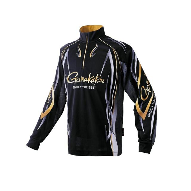 がまかつ GM3734 2WAYプリントジップシャツ (長袖) ブラック 5L