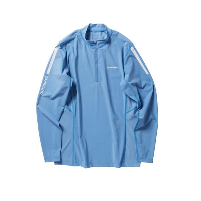 シマノ SH-040X ウォーターリペル ハーフジップシャツ ロングスリーブ M サックスブルー