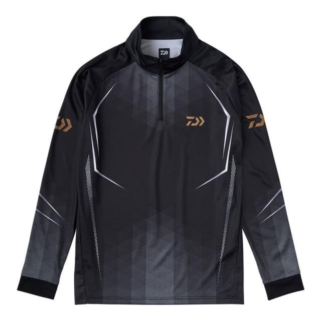 ダイワ DE-7525 ロングスリーブハーフジップシャツ ブラック 2XL