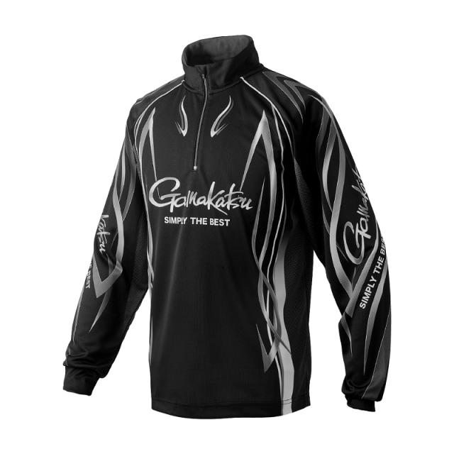 がまかつ GM3734 2WAYプリントジップシャツ(長袖) ブラック/シルバー 3L