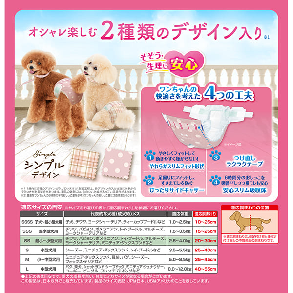 《まとめ買い 8袋セット》 ユニチャーム　マナーウェア　女の子用　ＳＳサイズ　超小〜小型犬用　モーヴピンクドット・ピンクチェック　38枚_1