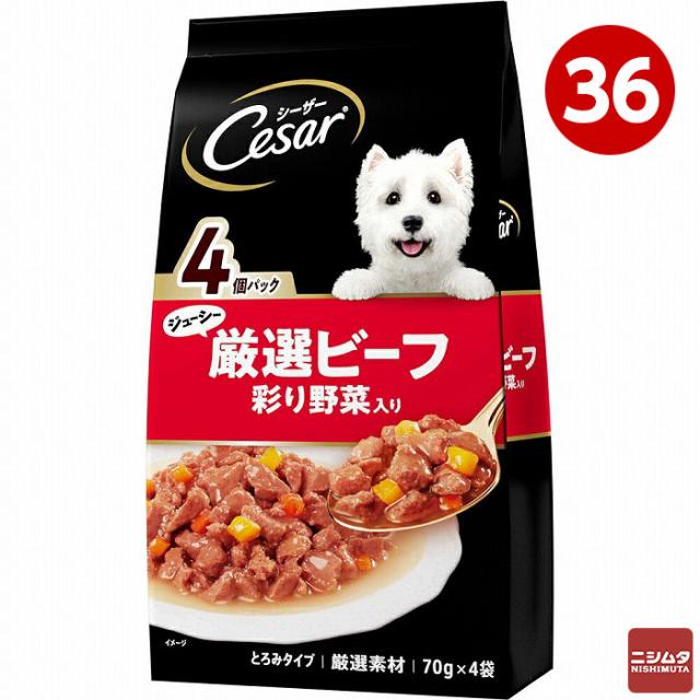 マースジャパン シーザージューシー 厳選ビーフ個セット 彩り野菜個セット 70g×4袋 36個セット