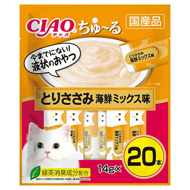 いなば　CIAO　ちゅ〜る　とりささみ　海鮮ミックス味　20本入り　CIAOちゅーる　チャオ